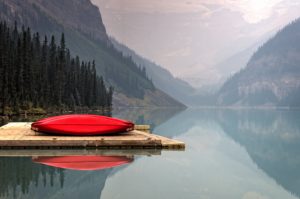 canoe, peaceful lake
